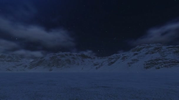 Montagnes enneigées et lune 