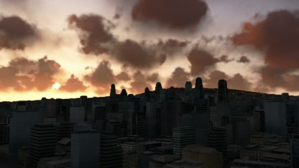 Skyline della città al tramonto — Video Stock