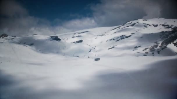 Cable car climbing on mountain — Stock Video