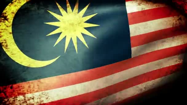 Bandeira da Malásia acenando — Vídeo de Stock