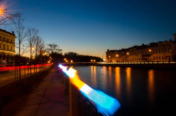 Linea Luce Notte Città — Foto Stock