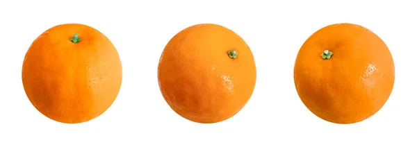 Три Апельсини Ізольовані Білому Тлі Фрукти Білому Тлі Відсічний Контур — стокове фото