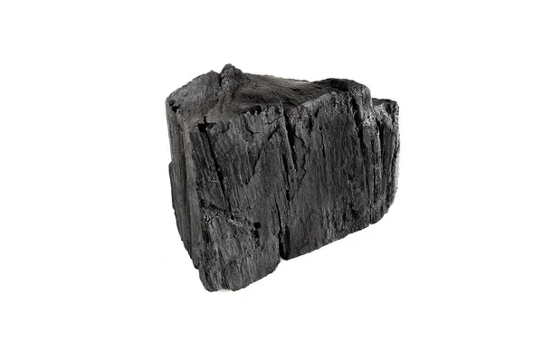 Μαύρο Κάρβουνο Απομονωμένο Λευκό Φόντο — Φωτογραφία Αρχείου
