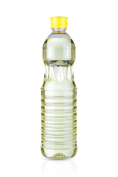 Una Botella Aceite Vegetal Aislada Camino Recorte Fondo Blanco —  Fotos de Stock