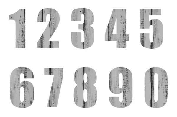 Wooden Numbers Set Isolated White Background Clipping Paths — Stock Photo, Image