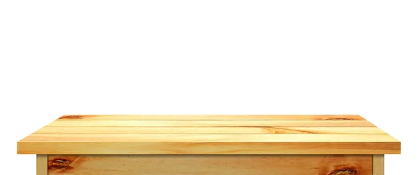 木制桌子 白色背景 有剪切路径 — 图库照片