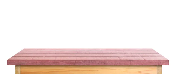Holztisch Isoliert Auf Weißem Hintergrund Mit Clipping Pfad — Stockfoto