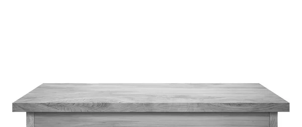 Grau Holztisch Isoliert Auf Weißem Hintergrund Mit Clipping Pfad — Stockfoto