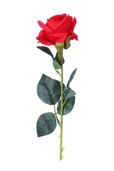 Belles Fausses Roses Rouges Isolées Sur Fond Blanc Image — Photo