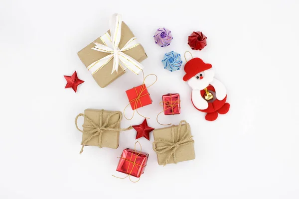 Gift Boxes Decorations White Background Christmas Gifts — Stock Photo, Image