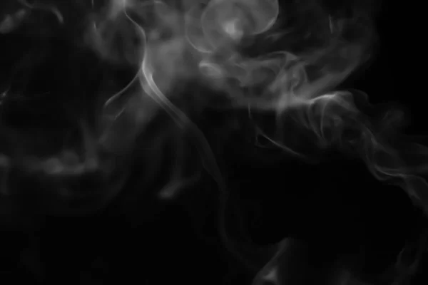 Fumée Blanche Floue Sur Fond Noir — Photo