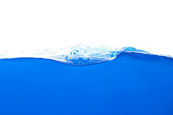 The surface of the blue water that moves and splashes