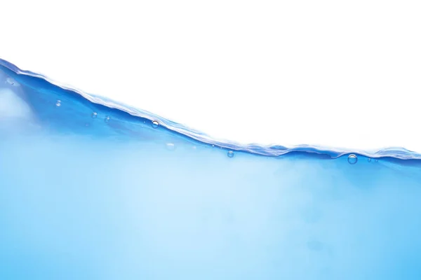在白色背景上移动蓝色水面和气泡 — 图库照片