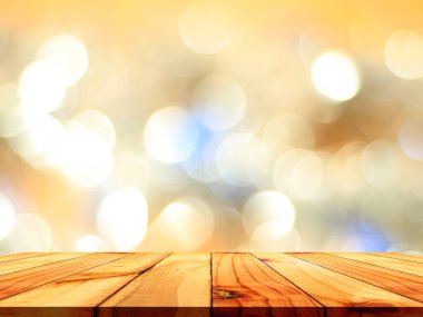 Ahşap zemin ve arkaplan tasarımınız veya fikriniz için bir bokeh.