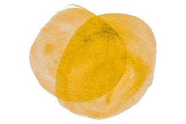 Beyaz arkaplanda izole edilmiş sarı suluboya daire deseni