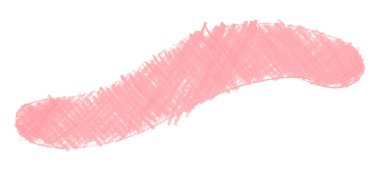 Soyut organik renkli kalemler soyut pembe tebeşir damlası şekli beyaz arkaplanda izole edilmiş.