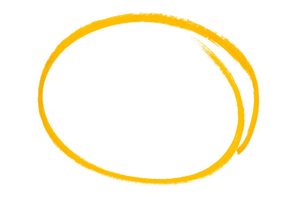 Yellow pencil highlight circle mark isolated on white background