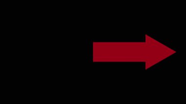 Kırmızı ok siyah arkaplan durdurma hareketinde izole edildi