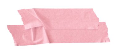 Pembe buruşuk yırtık bant beyaz arkaplanda izole.