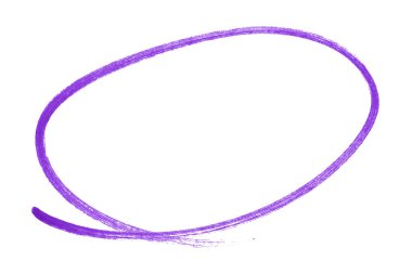 Beyaz arkaplanda izole edilmiş mor kalem vurgulama çemberi işareti