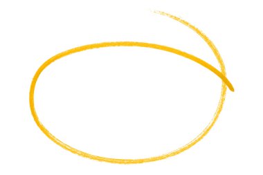 Beyaz arkaplanda izole edilmiş sarı kalem işaretli daire