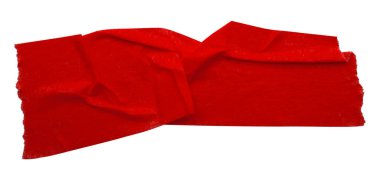 kırmızı buruşmuş yırtık bant beyaz arkaplanda izole.