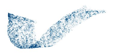 Beyaz zemin üzerinde mavi boya fırçası darbesi izole