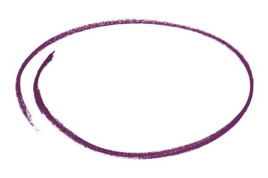 Beyaz arkaplanda izole edilmiş mor kalem vurgulama çemberi işareti