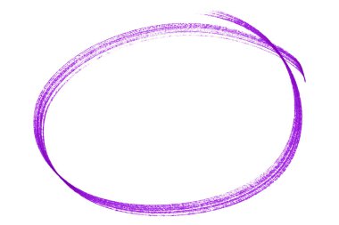 Beyaz arkaplanda izole edilmiş mor kalem vurgulama çemberi işareti