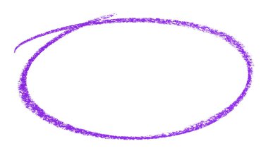 Beyaz arkaplanda izole edilmiş mor kalem vurgulama çemberi işareti