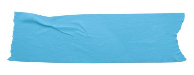 Açık mavi buruşmuş yırtık bant beyaz arkaplanda izole.