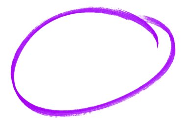 Beyaz arkaplanda izole edilmiş mor kalem vurgulama çemberi işareti