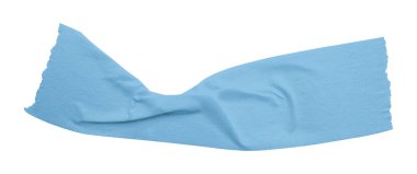 Açık mavi buruşmuş yırtık bant beyaz arkaplanda izole.