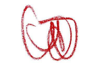 Beyaz arkaplanda kırmızı kalem darbeleri izole edildi.