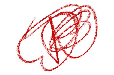 Beyaz arkaplanda kırmızı kalem darbeleri izole edildi.