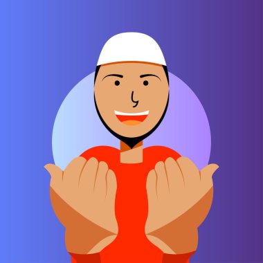 Müslüman adam düz çizgi film karakteri 