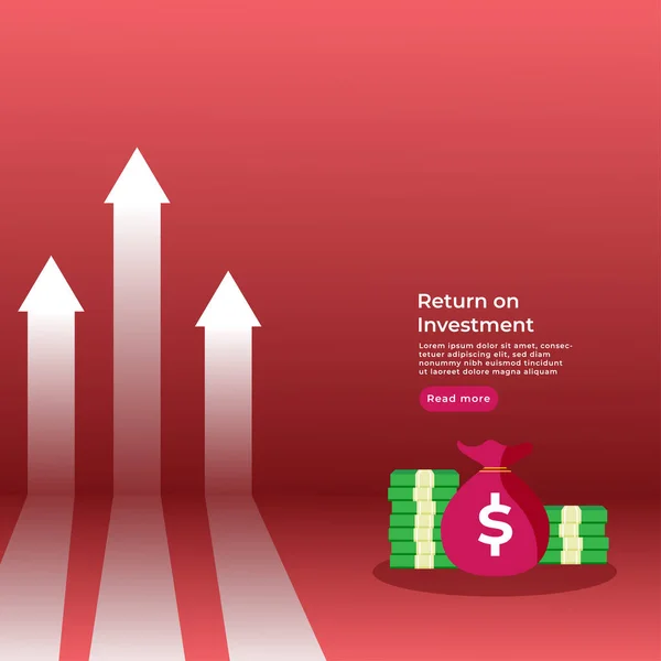 Rendement Investering Concept Economie Financieel Element Omvat Bankbiljetten Grafiek Pijl — Stockvector