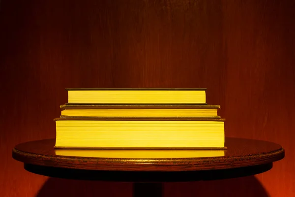 Books Illuminated Golden Light — Stock Photo, Image