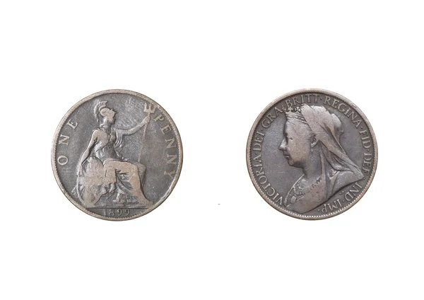 Velha moeda de um centavo — Fotografia de Stock