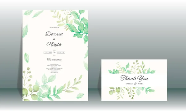 Beautiful Hand Drawn Watercolor Wedding Invitation Card — Stock Vector