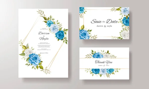 Vackert Bröllopsinbjudningskort Med Blommig Design — Stock vektor