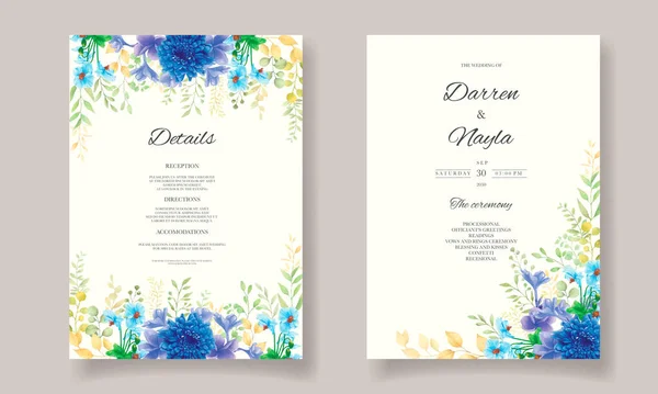 색깔의 꽃무늬가 꽃무늬 결혼식 초대장 — 스톡 벡터