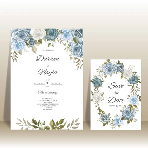 Luxus Und Elegante Florale Hochzeitseinladungskarte Vorlage — Stockvektor