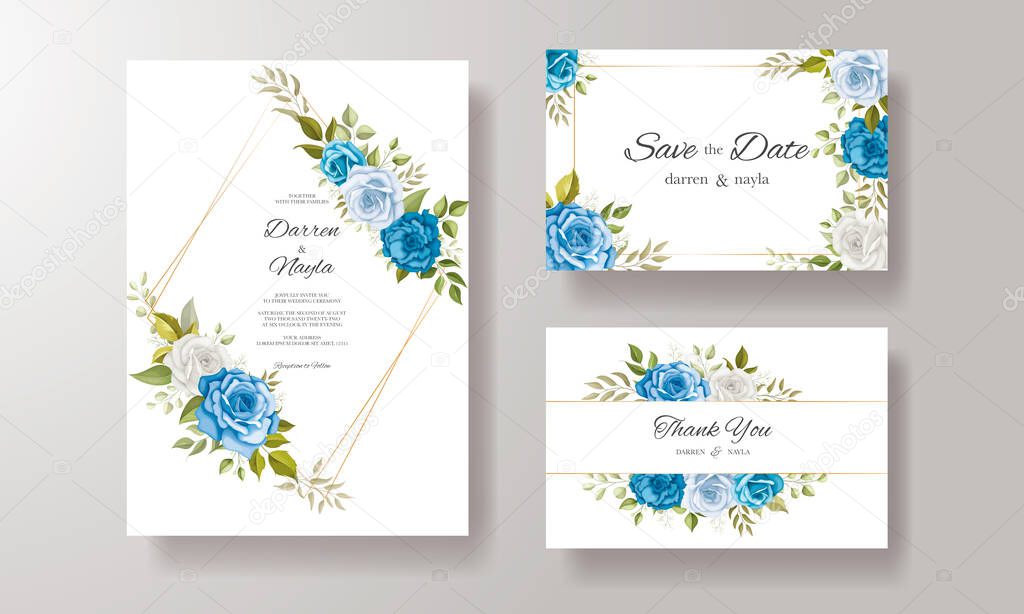 Beautiful wedding invitation card with floral design