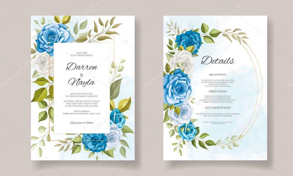 Beautiful wedding invitation card with floral design