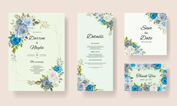손으로 아름다운 꽃무늬 결혼식 초대장 — 스톡 벡터