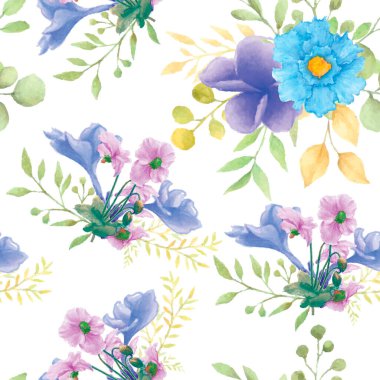 Güzel suluboya çiçek pürüzsüz desen