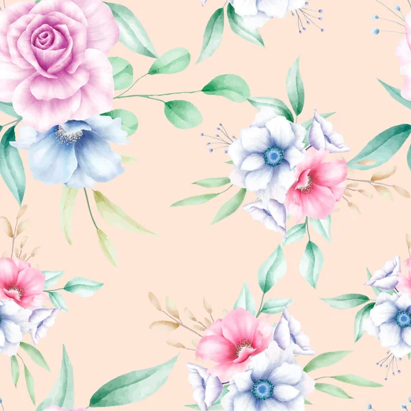 Padrão Sem Costura Floral Aquarela Elegante — Vetor de Stock