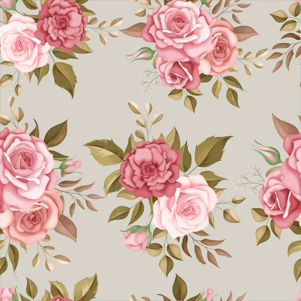 Élégant Motif Floral Sans Couture Avec Des Roses Romantiques — Image vectorielle