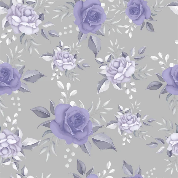 Schöne Florale Nahtlose Muster Mit Lila Blüten — Stockvektor